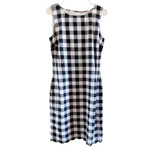 Talbots Size 6 Gingham Midi Dress Scalloped Hem Twee Outfit Lined Sleveless